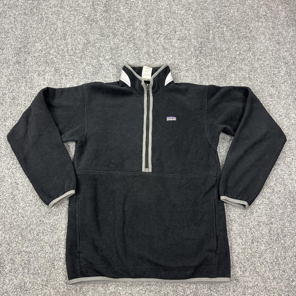 Patagonia Jacket Boys XXL 16-18 Black Synchilla Fleece 1/4 Zip Pullover